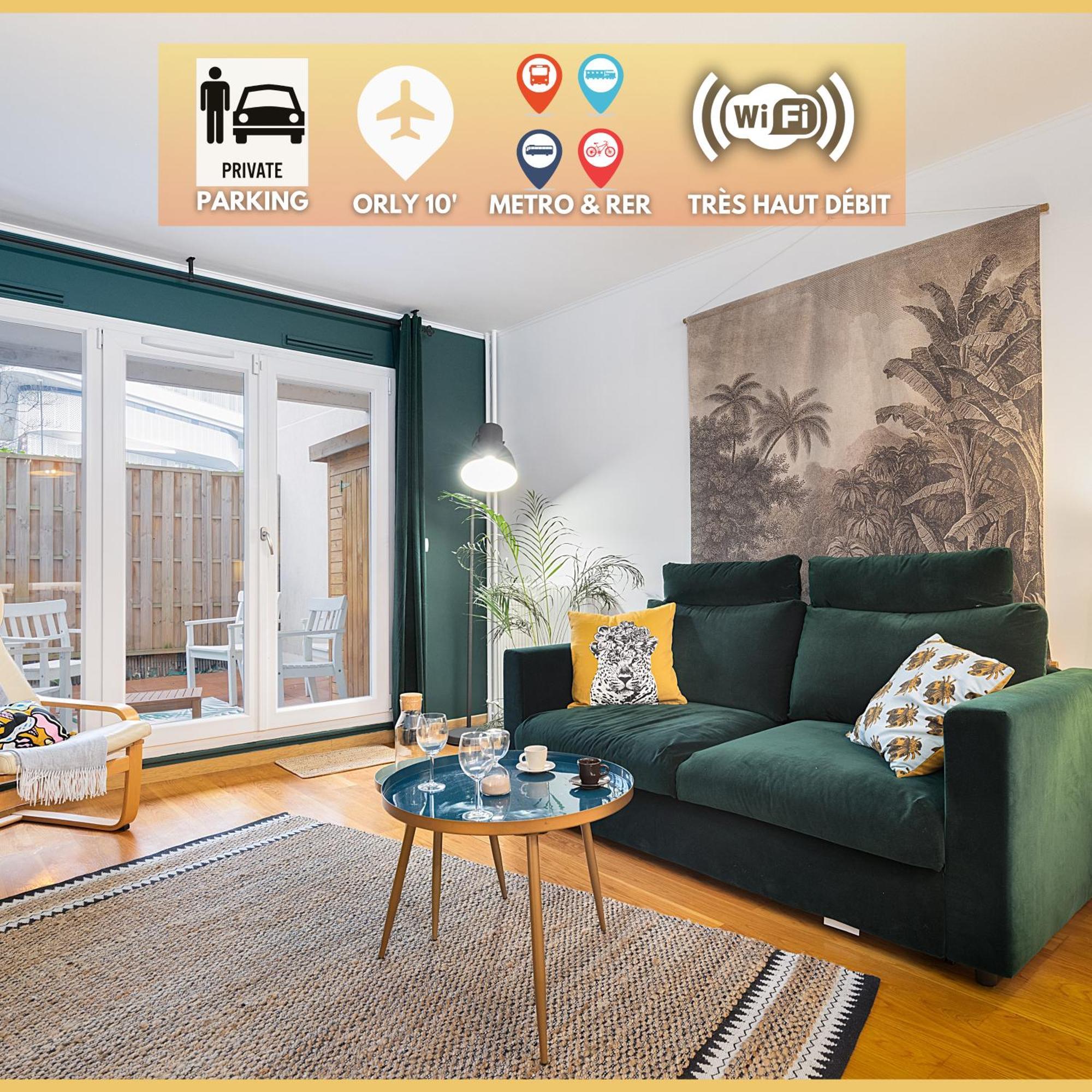 Cosy'n Paris - Parking Secure - Metro 14 - Wifi - Terrace - Premium Bedding Gentilly